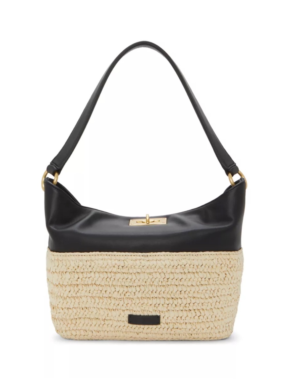 Vince Camuto Liann Woven Straw & Geniune Leather Shoulder Bag w/ Strap